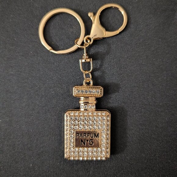 Accessories - Gold Toned Perfume Bottle Keychain